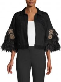 Chandra Feather Trim Jacket at Saks Fifth Avenue